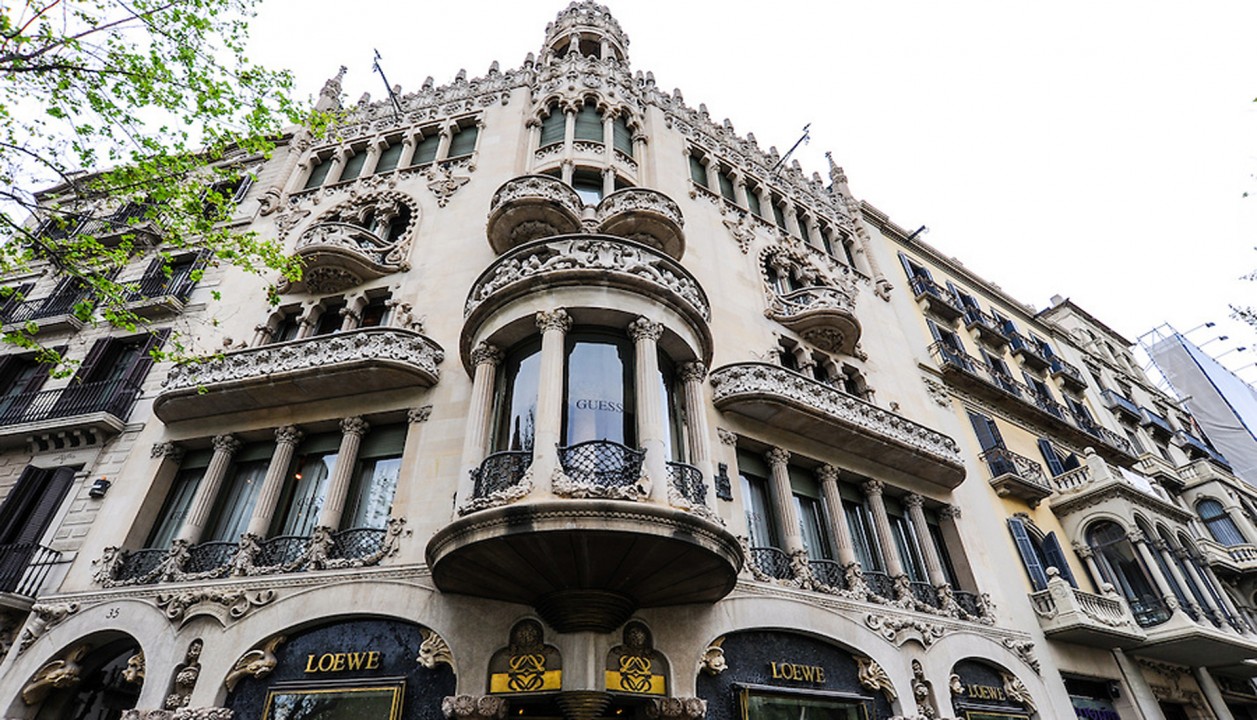 Spain, Barcelona. The Casa Lleó-Morera is a building designed by Lluís Domènech i Montaner.